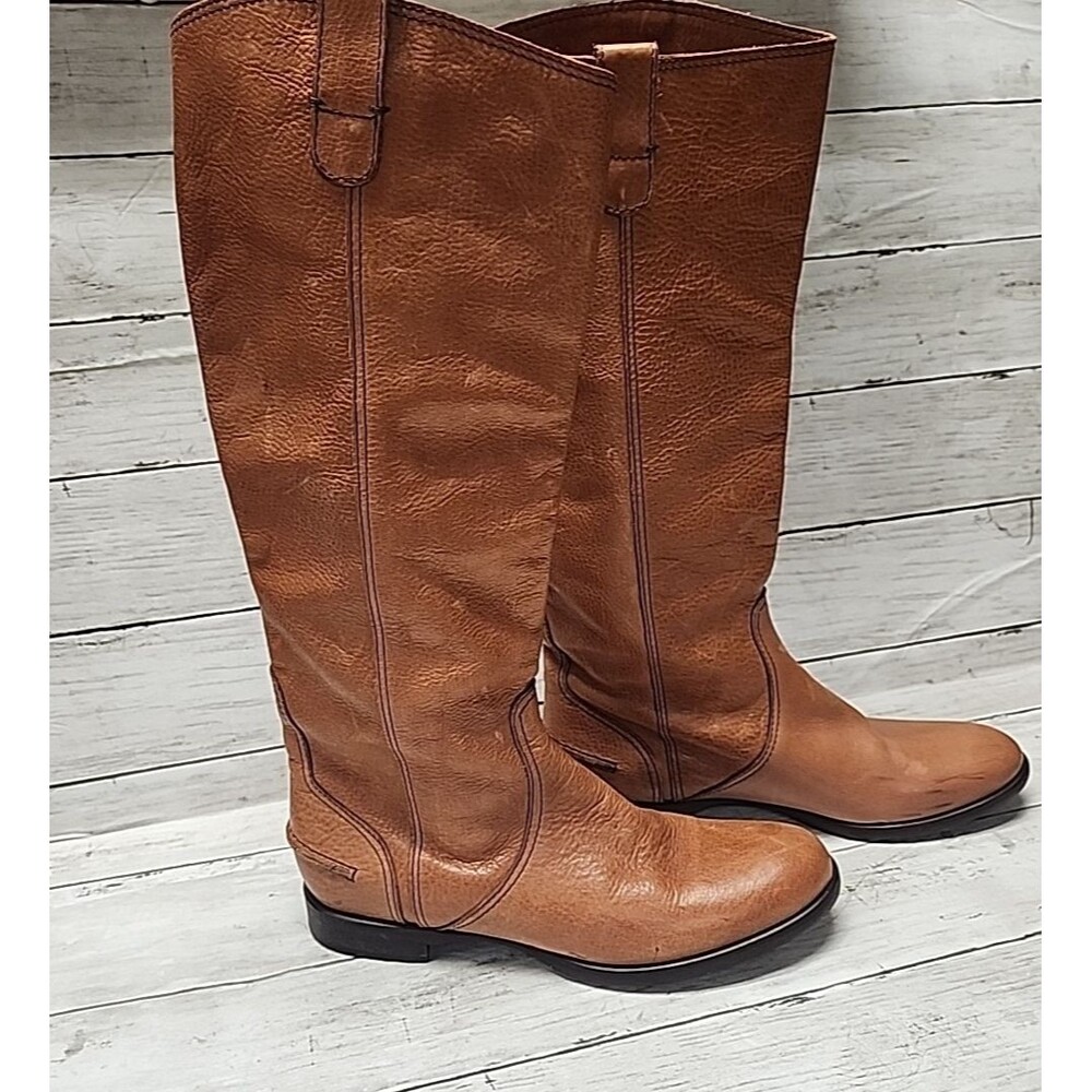 1937 Footwear Italy Tan Leather Knee High Riding  Boots Womens Size 8